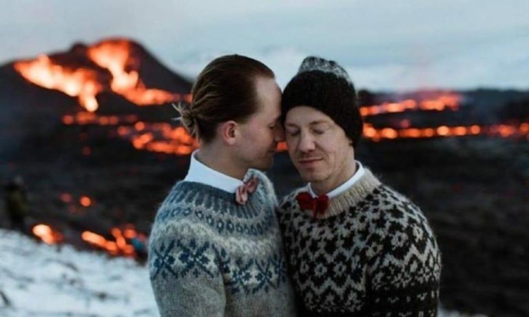 Gay couple celebrate their love by tying the knot next to ‘beautiful, awe-inspiring’ erupting volcano – Yahoo Eurosport UK