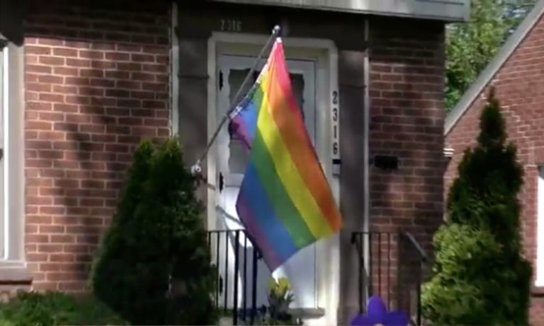 Gay couple’s Pride flag stolen by a surprising neighbourhood bandit – PinkNews