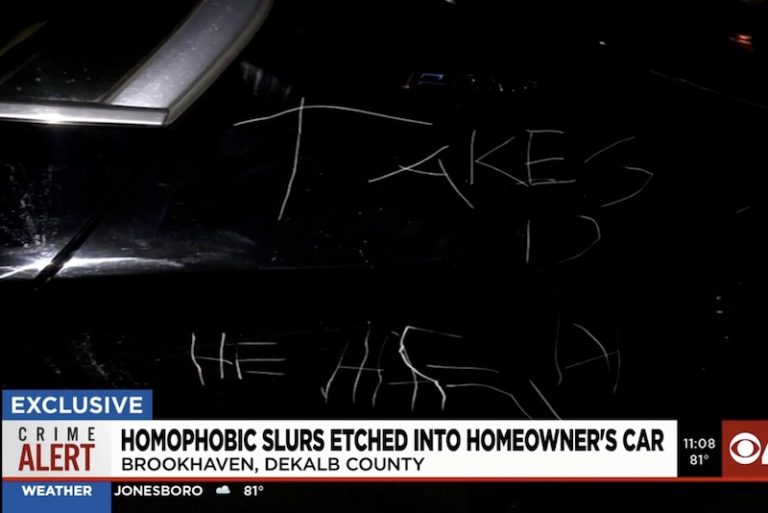 Georgia homeowner finds car vandalized with anti-gay slurs and his tires slashed – Metro Weekly