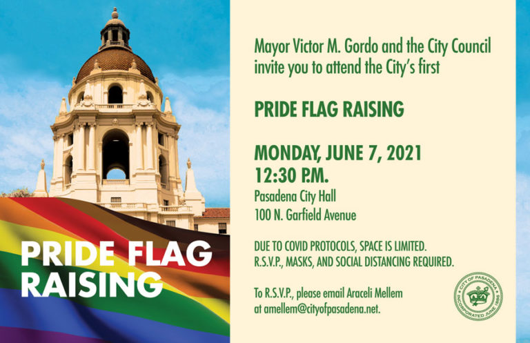 City of Pasadena to Hold Pride Flag Raising Event Monday, June 7 – Office of the City Manager – City of Pasadena