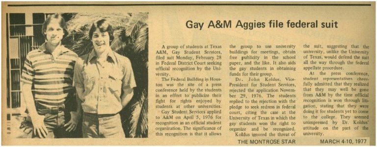 Former Gay Student Services member reflects on gay history at university – Texas A&M The Battalion