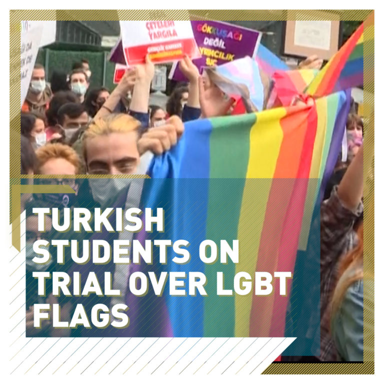 Turkish students protest at trial over LGBT flag protest – CGTN